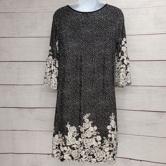 Espresso Black Dress with Polka Dots Lace Detail S - Picture 5 of 6